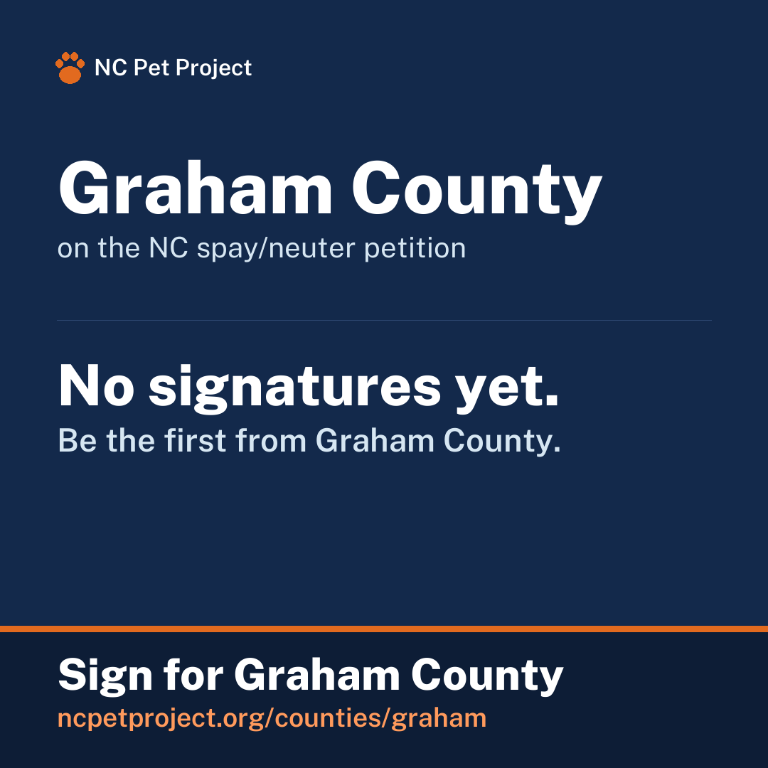 Graham County's live place on the NC spay/neuter petition leaderboard. Sign for Graham County at ncpetproject.org.
