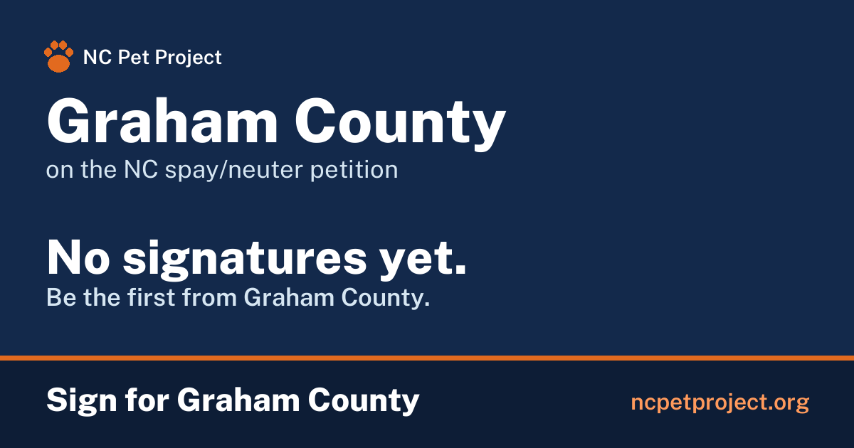 Graham County's live place on the NC spay/neuter petition leaderboard. Sign for Graham County at ncpetproject.org.